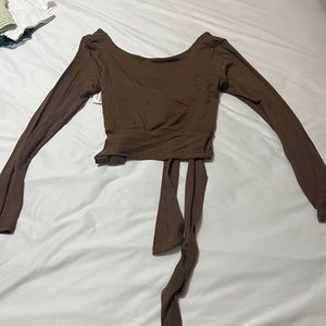 WINDSOR BROWN TIE UP BLOUSE